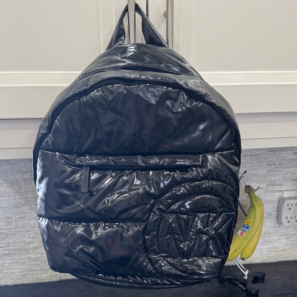 Michael Kors Black Quilted Shiny Backpack